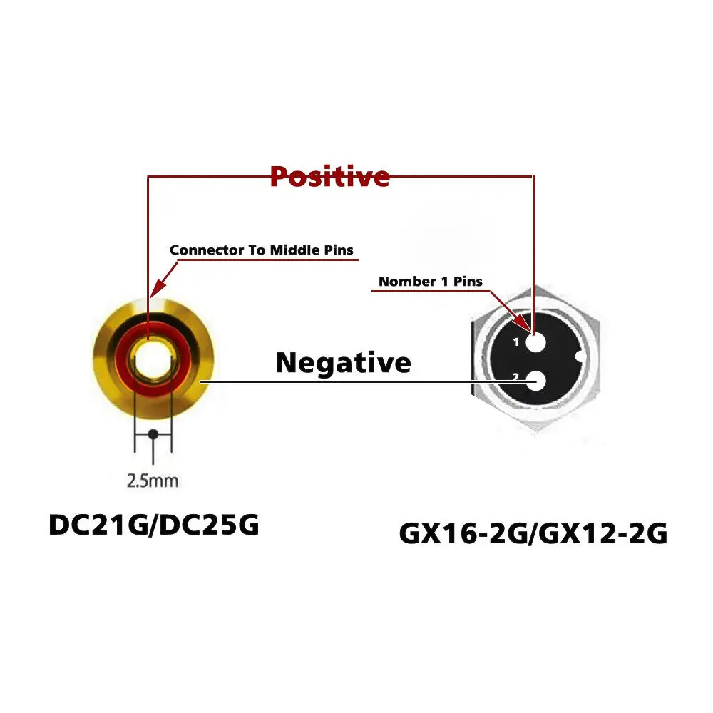 Monosaudio GX16-2P to DC2.5 DC Cable with Gold Plated DC 2.5mm to 2Pin Female Circular Aviation Socket Plug