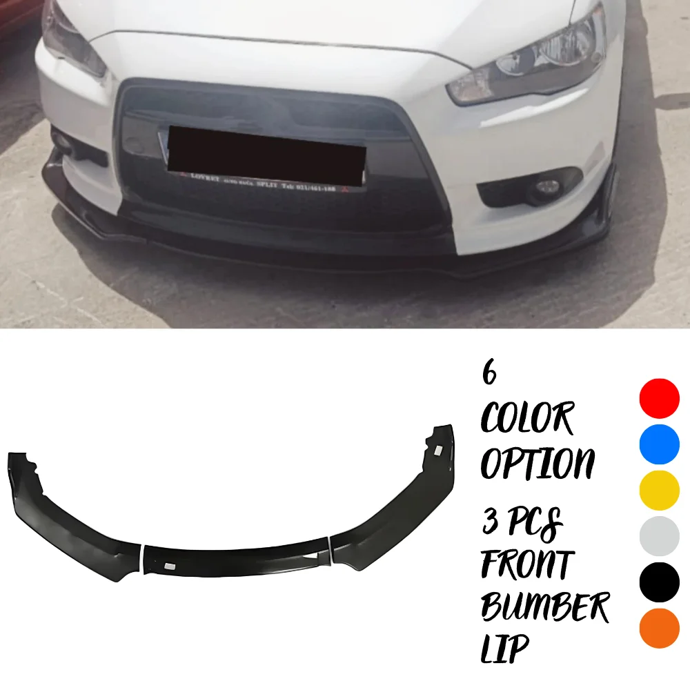 3 Pcs Front Bumper Lip For Mitsubishi Lancer Body Kit Car Accessories Spoiler Splitter Diffuser Flap Sport Bumper Exterior Parts