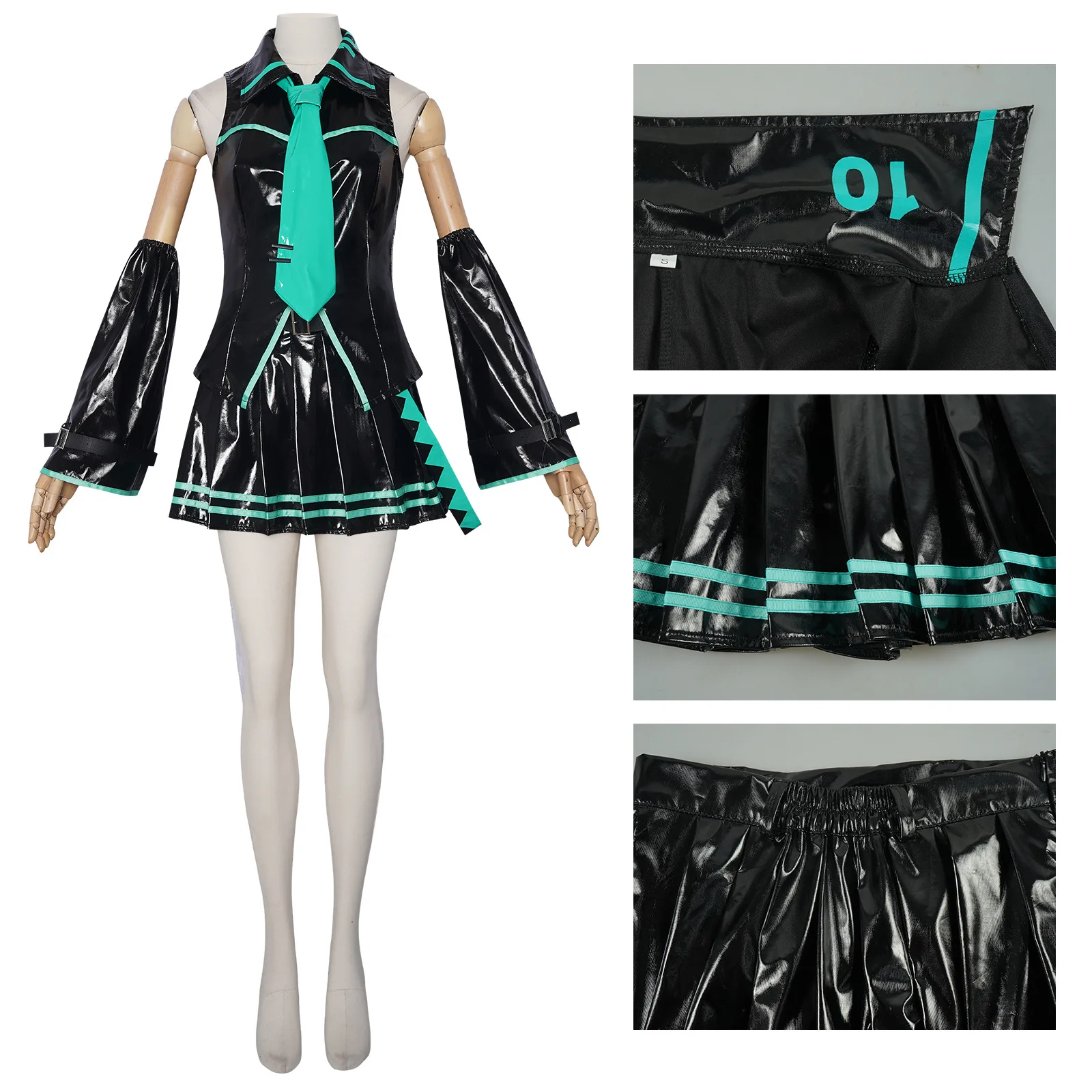 2025 miku 16th aniversário cosplay traje feminino vestido de couro patente alta qualidade anime role play conjunto