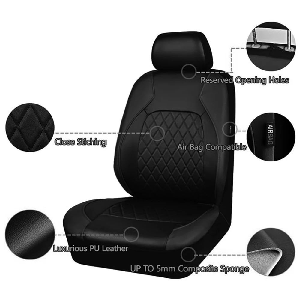 9-teiliges Autositzbezüge-Set, PU-Leder-Sitzschutzbezüge, Komplettset in Universalgröße für vorne und hinten, inklusive Kopfstützenbezügen für die meisten Autos, LKWs, Vans und SUVs. – Detail 6