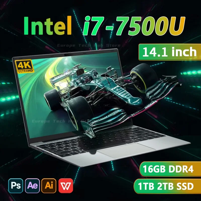 2025 Nieuwe 14.1 "Draagbare i7 Laptop Computer Intel Core i7 7500U 12 GB DDR4 1 TB 2 TB SSD Windows 11 Laptops Pc Kantoor Studie Notebook