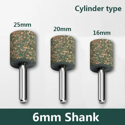 6mm Shank 16/20/25mm Sesame Mounted Rubber Grinding Wheel Buffing Cylinder Head For Polishing Burr Metal Wood Stone Rotary Tools