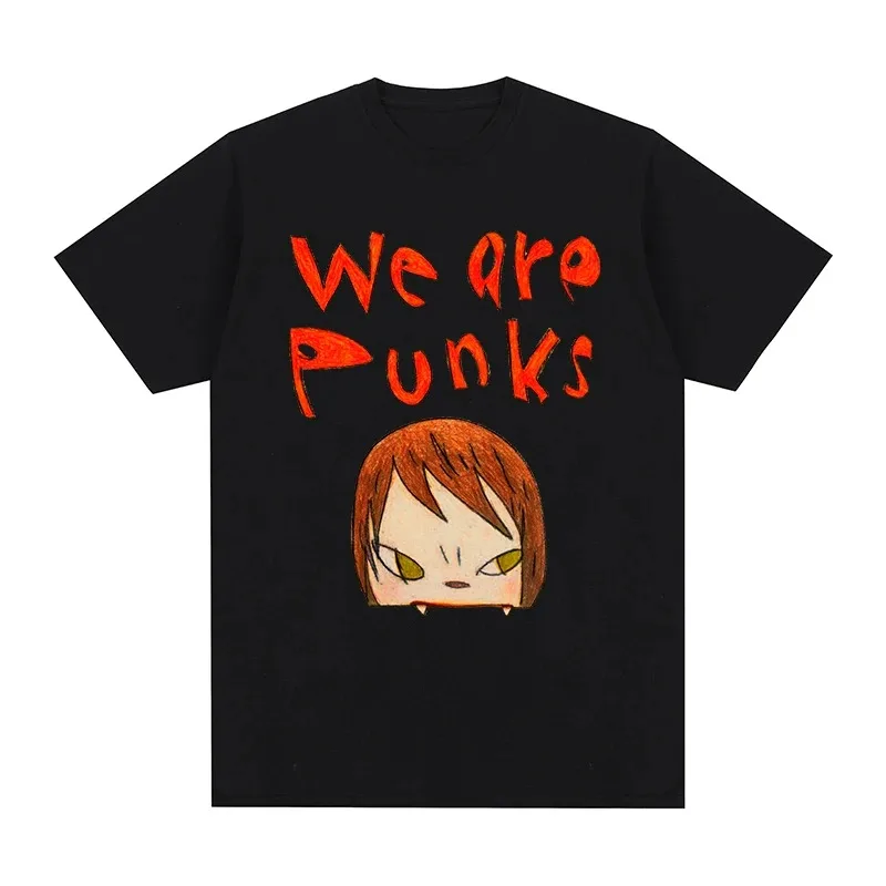 2024 Korea Kawaii Cute Anime Yoshitomo Nara We Are Punks Man Women T-shirt Cotton Men T shirt New TEE Clothing  Womens Tops