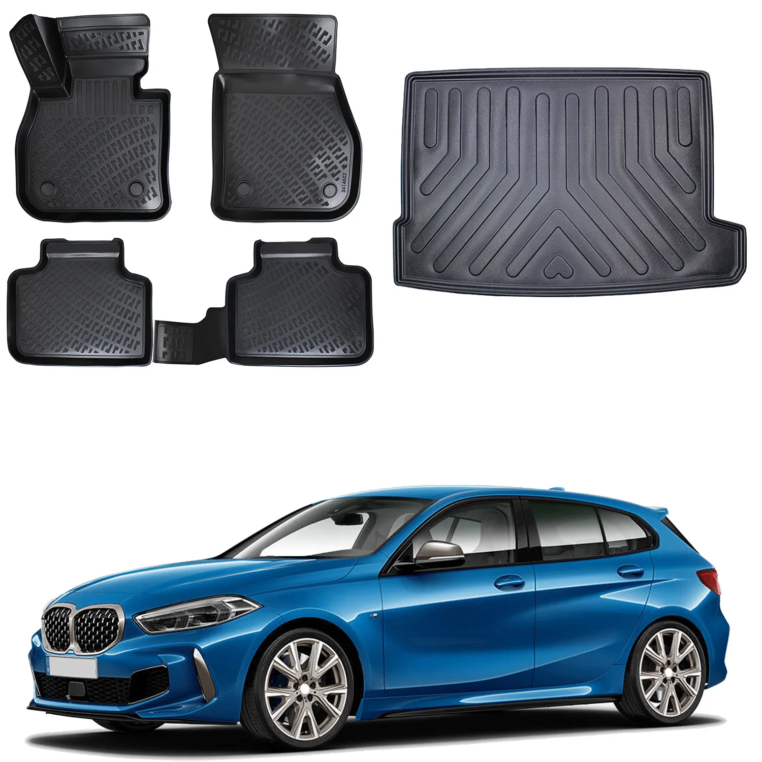 

Floor Mats + Cargo Trunk Liner Fits Bmw 1 Series F40 2019-2024 Set - All Weather Maximum Coverage - Water Resistance