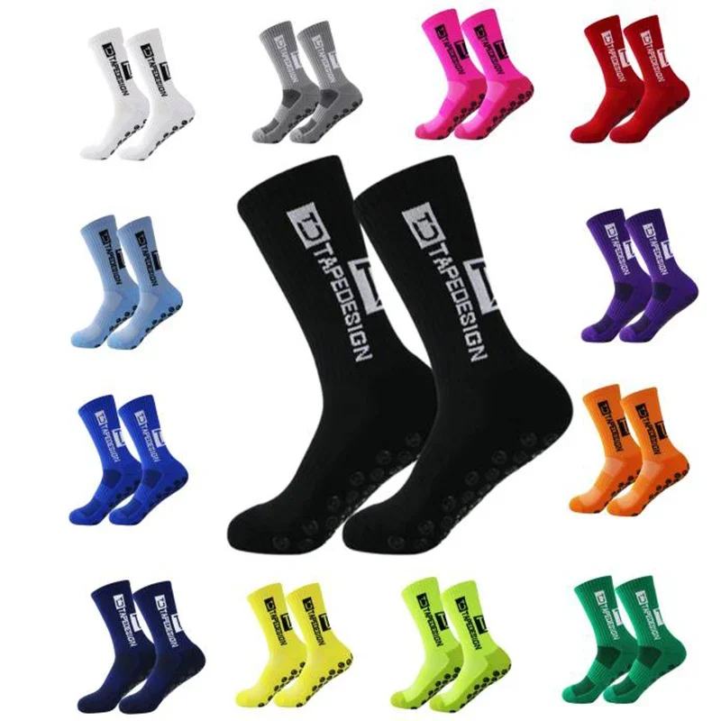 AliExpress GIOIO 2024 New ANTI SLIP Tape design Football Socks Mid Calf Non-Slip Soccer Sport Cycling Sports Men's