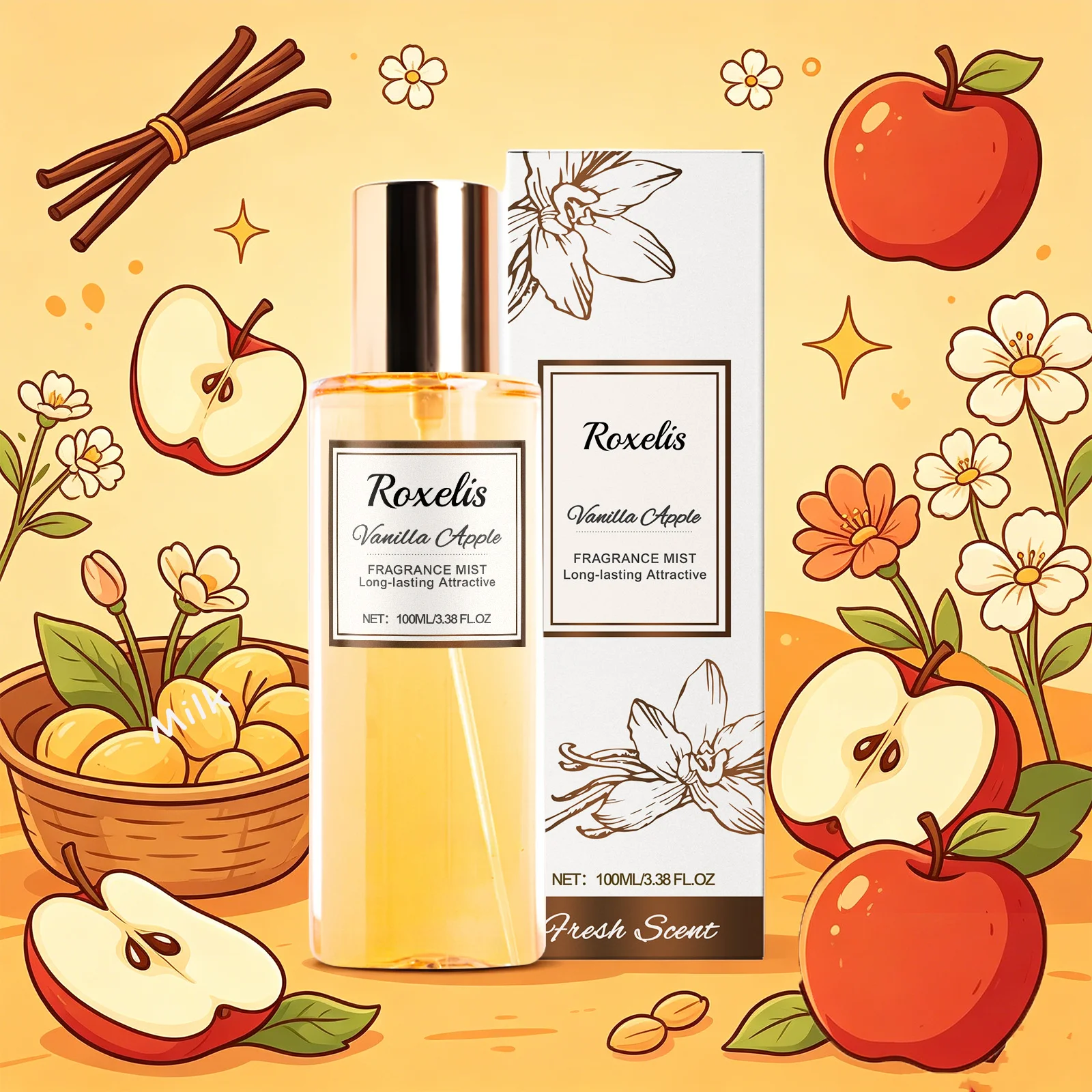 

Roxelis 100mL Coconut Vanilla Portable Eau De Toilette Natural Sweet Aroma Fresh Elegant Romantic Mood Daily Leisure Universal Comfortable Fragrance For Daily Use Long-Lasting Gentle Mist Daily Light Niche Perfume