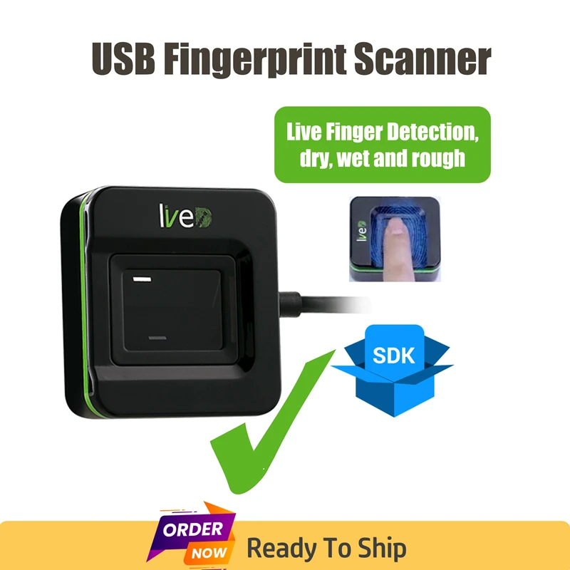 ZKT Live20R USB Biometric Fingerprint Sensor Scanner Reader Free SDK Windows 11 10 Desktop Enrollment Identification Security
