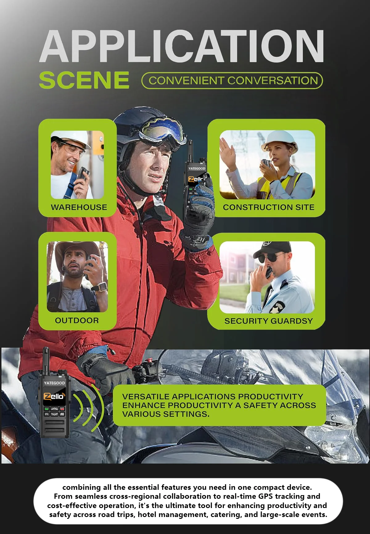 YATEGOOD G288ZELLO جهاز اتصال لاسلكي وطني 5G 6000 km أسطول موقع بناء خارجي سكة حديد الفندق وغيرها من السلع العامة