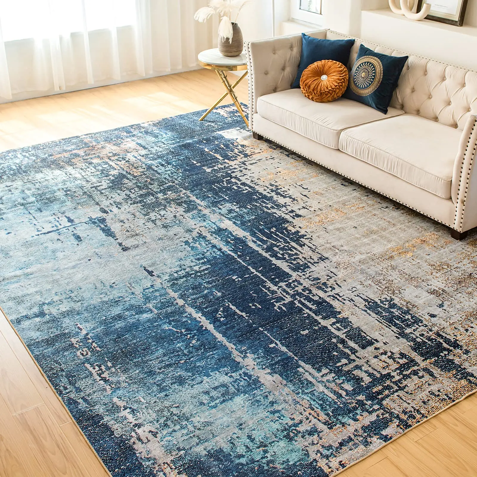 

Orhopui Machine Washable Rug Abstract Washable Area Rugs,Non Slip Rugs for Living Room Bedroom Modern Woven Rug Stain Resistant