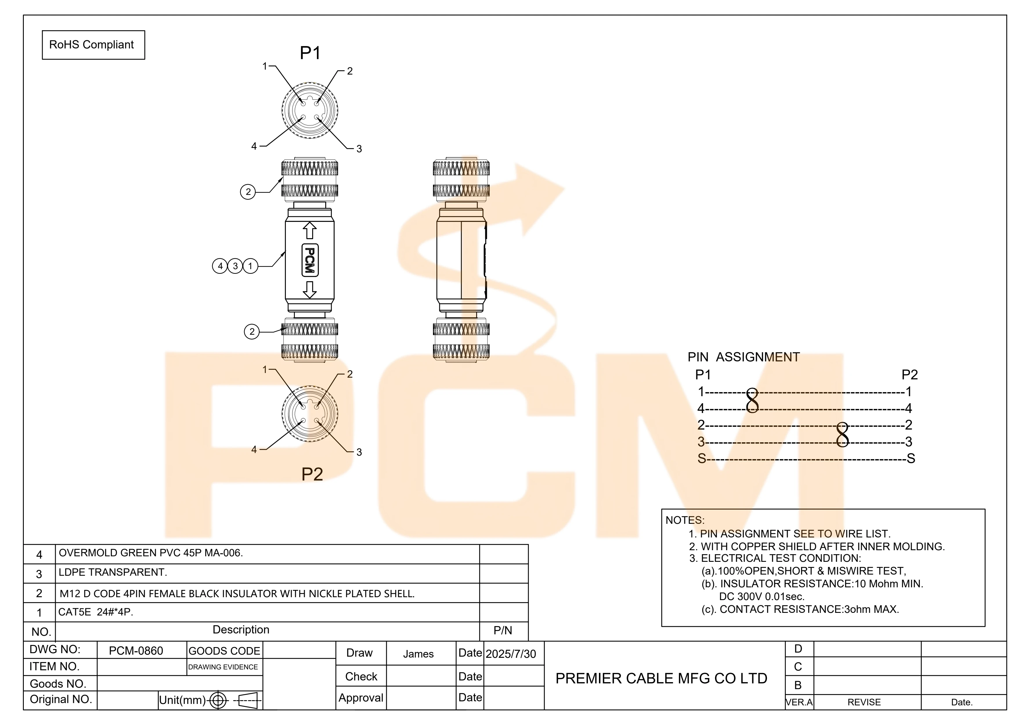 M12 D Code 4Pin Female to Female Ethernet Adapter, IP67 Waterproof Industrial Cat5e Coupler Connector for PROFINET EtherCAT