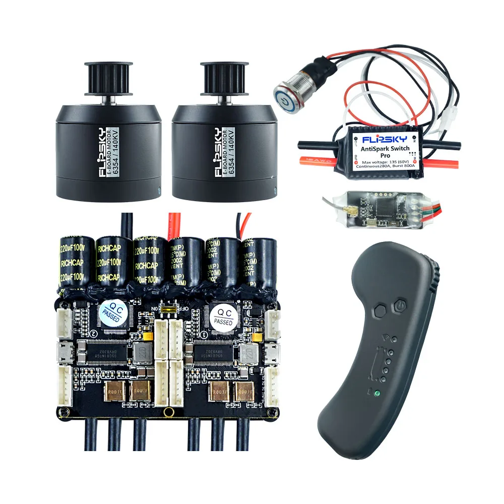 Group D2 Electric Skateboard Kit (Includes dual FSESC4.2 and BLDC 6354 Motors) Cool Skateboard Remote Controller Flipsky