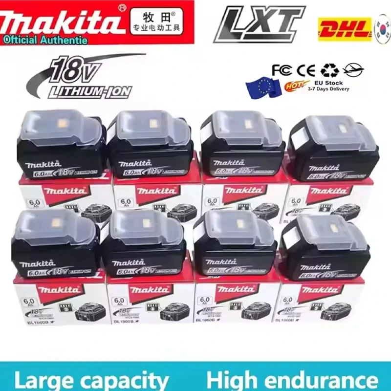100% oryginalna bateria Makita 18V 6Ah do Makita BL1840 BL1830B BL1850B BL1850 BL1860 BL1815, zamiennik baterii litowej