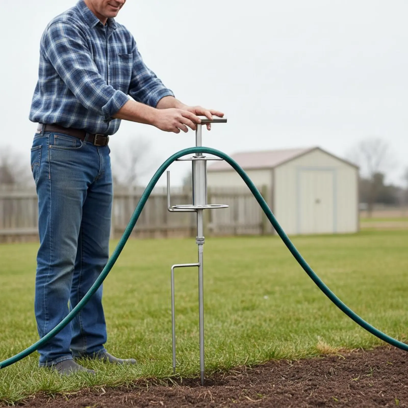 Garden Hose Guide Corner Roller Stake Prevents Kinks Knots Smooth Rotation Heavy Duty Hose Reel Guide for Garden Lawn Farm