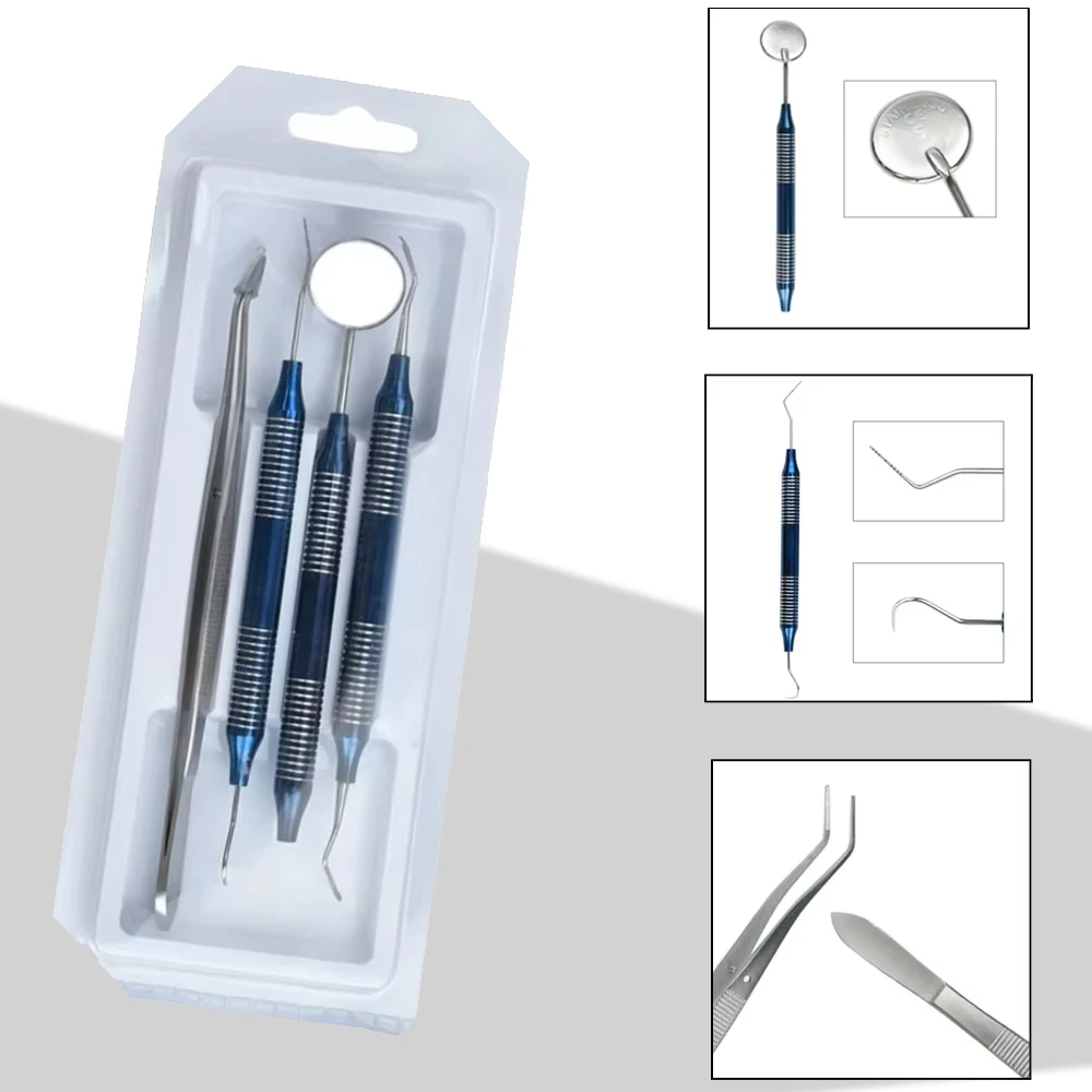 

4Pcs Dental Scaler Kit Professional Teeth Cleaning Tools Stainless Steel Tartar Plaque Remover for Dentist Home Oral Care