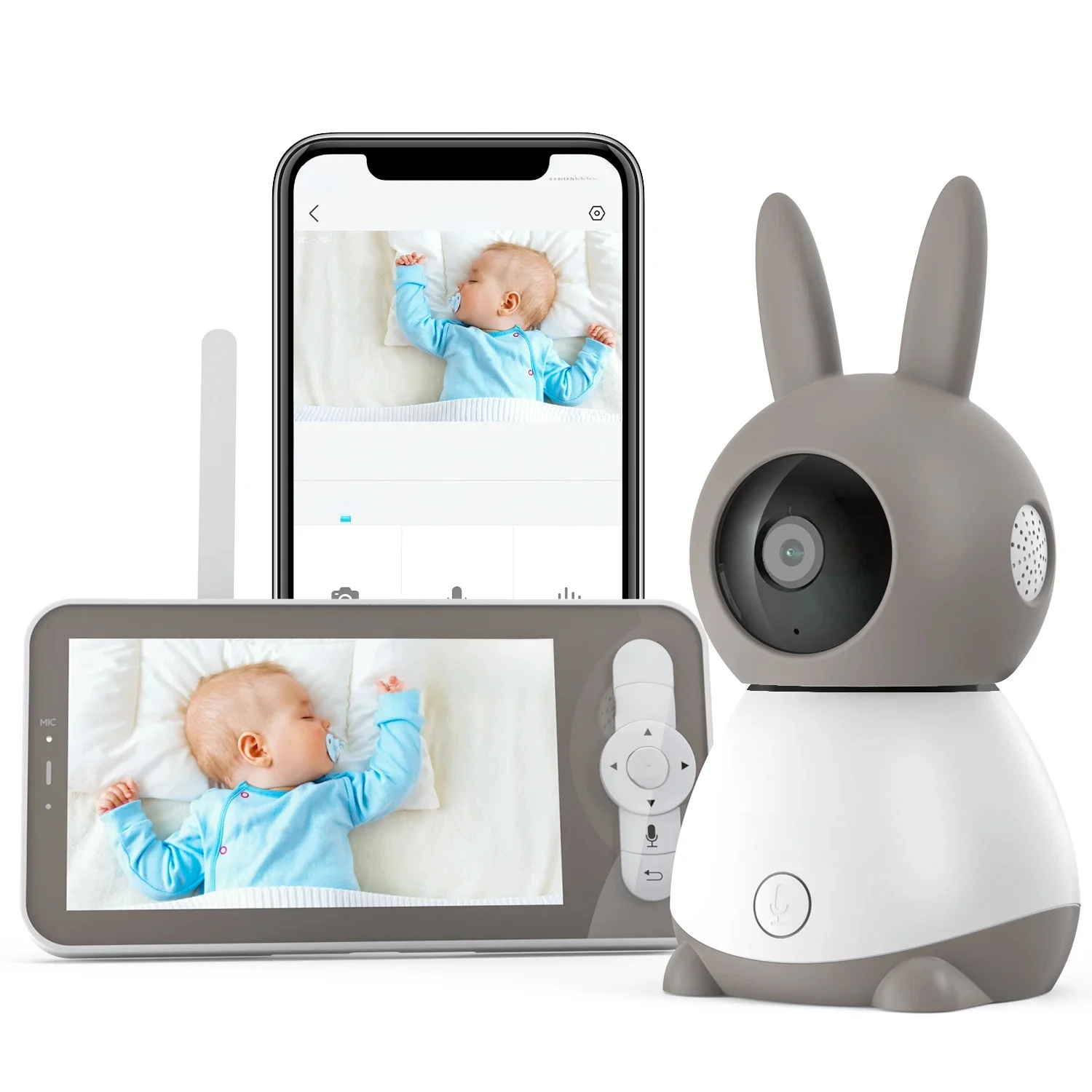 ieGeek 5" 2K/3MP babybewakingscamera, 360 °   PTZ-babyfoon met camera en preview met dubbel scherm, bewegingsdetectie - afbeelding 2