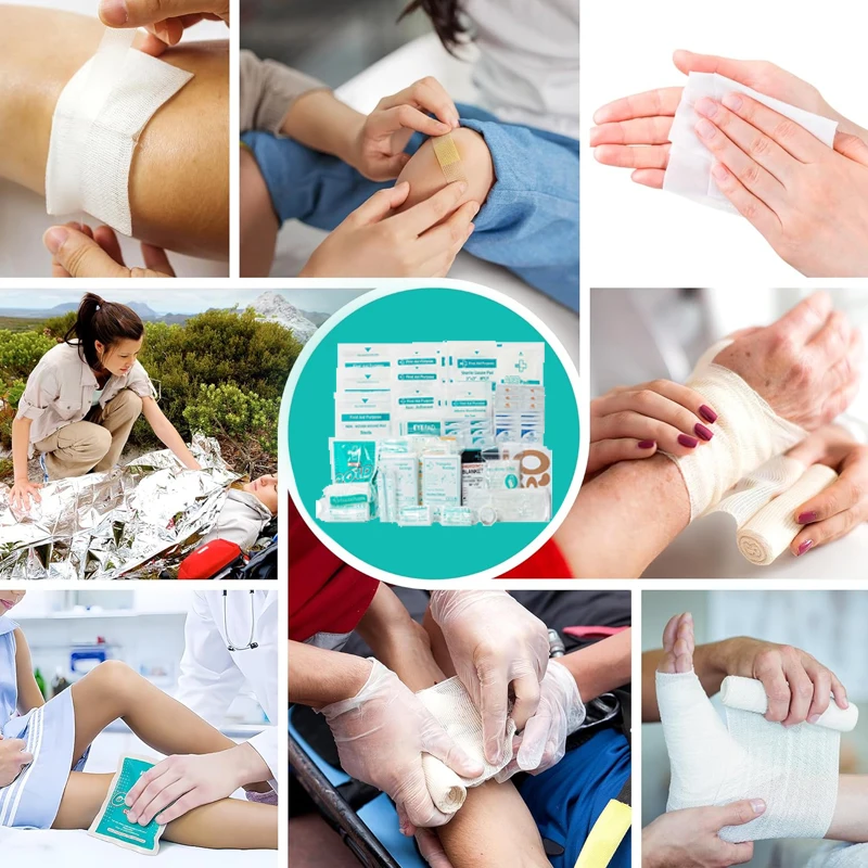 Recharge de trousse de premiers secours 188 pièces-fournitures de remplacement supplémentaires, paquet de fournitures de restock emballées en vrac