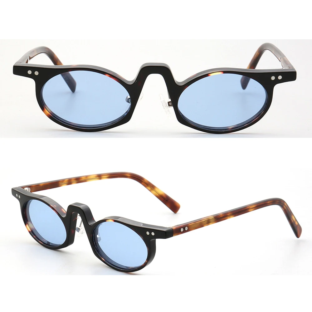 

Vintage Handmade Retro Oval Women Polarized Sunglasses for Men Round Sun Glasses Black Clear Tortoise Blue UV400 Driving Eyewear