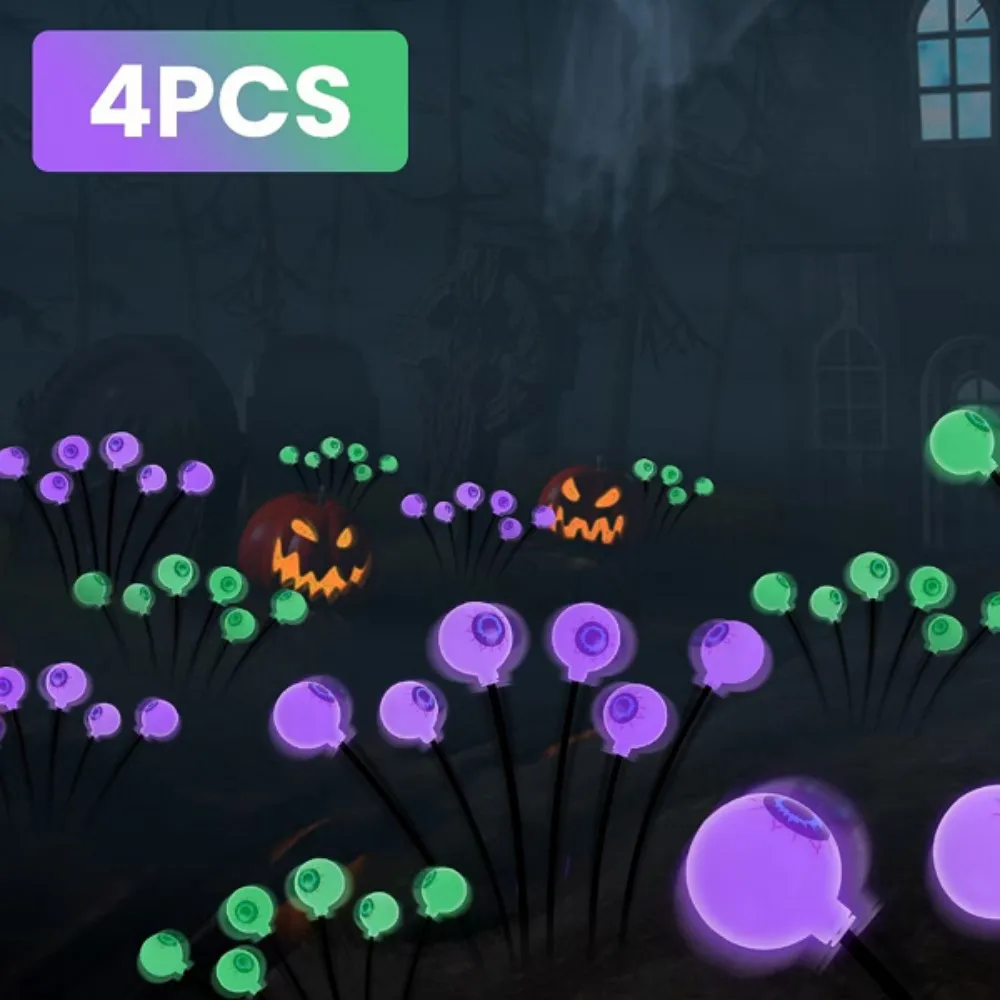 Luces solares de globos oculares aterradores, decoración de Halloween al aire libre, luz oscilante, adornos de luces de camino de Halloween con 24LED en Total