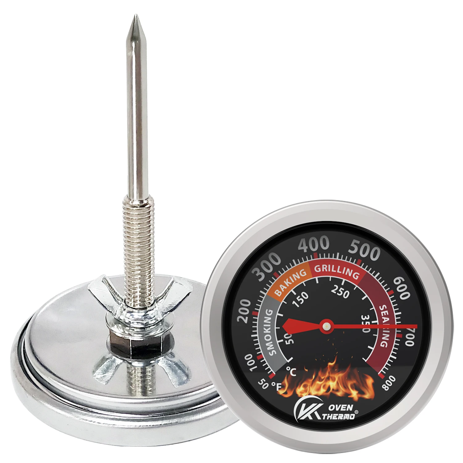 

KT THERMO Grill Thermometer Barbecue Charcoal Smoker Temperature Gauge Grill Pit Replacement Thermometer for BBQ Meat Cooking