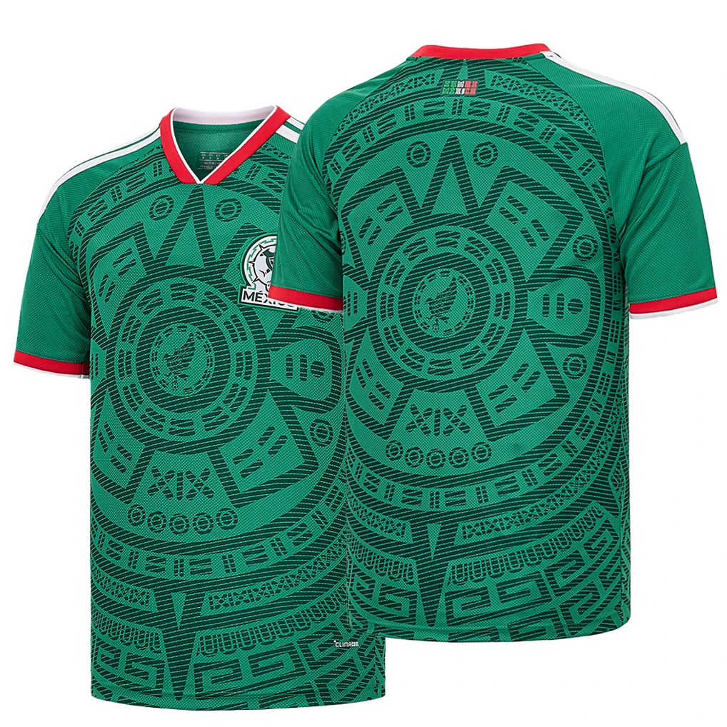 Unisex Mexico Home Soccer Jersey, Geometric Pattern Football Shirt, Match Day Fan Gift