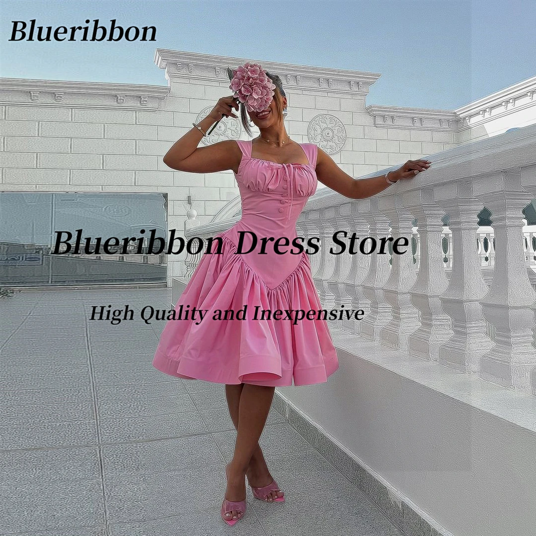 

Blueribbon Homecoming Party Dress Off Shoulder Buttons Vestidos Prom Dresses Ruched Knee Length Short Cocktail Evening Gowns