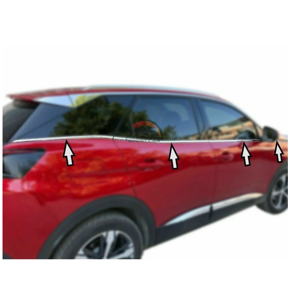 Peugeot 3008 Chrome Window Streamer 8Pr. 2016 and Above S.Steel car accessories-Free Shipping