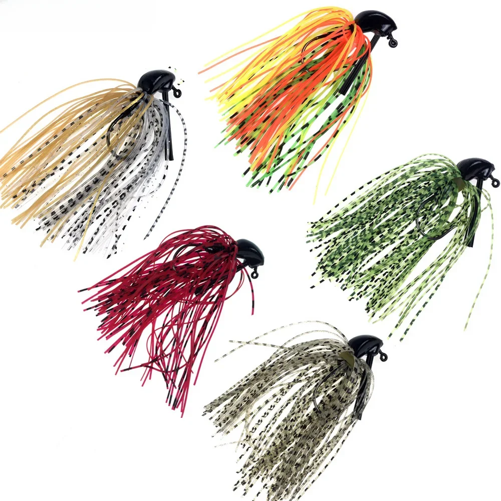 5Pcs Jig Angeln Lockt Pesca Künstliche Köder Rock Gummi Angeln Jigs Kopf Buzz Bass Schwimmen Jig 7g