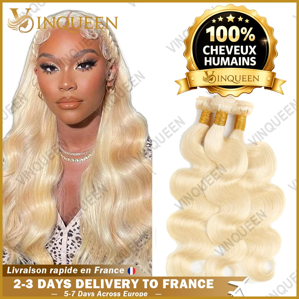1/3/4 Pièces 613 Blonds Cheveux Humains Paquets De Cheveux Humains Ondulés Body Wave Brésilien Remy Extension Tissage Cheveux Humains Doux Soyeux Sans Nœuds Sans Perte Faciles À Lisser À Boucler Et À Teindre Look Naturel Livraison Rapide 3 Jours France