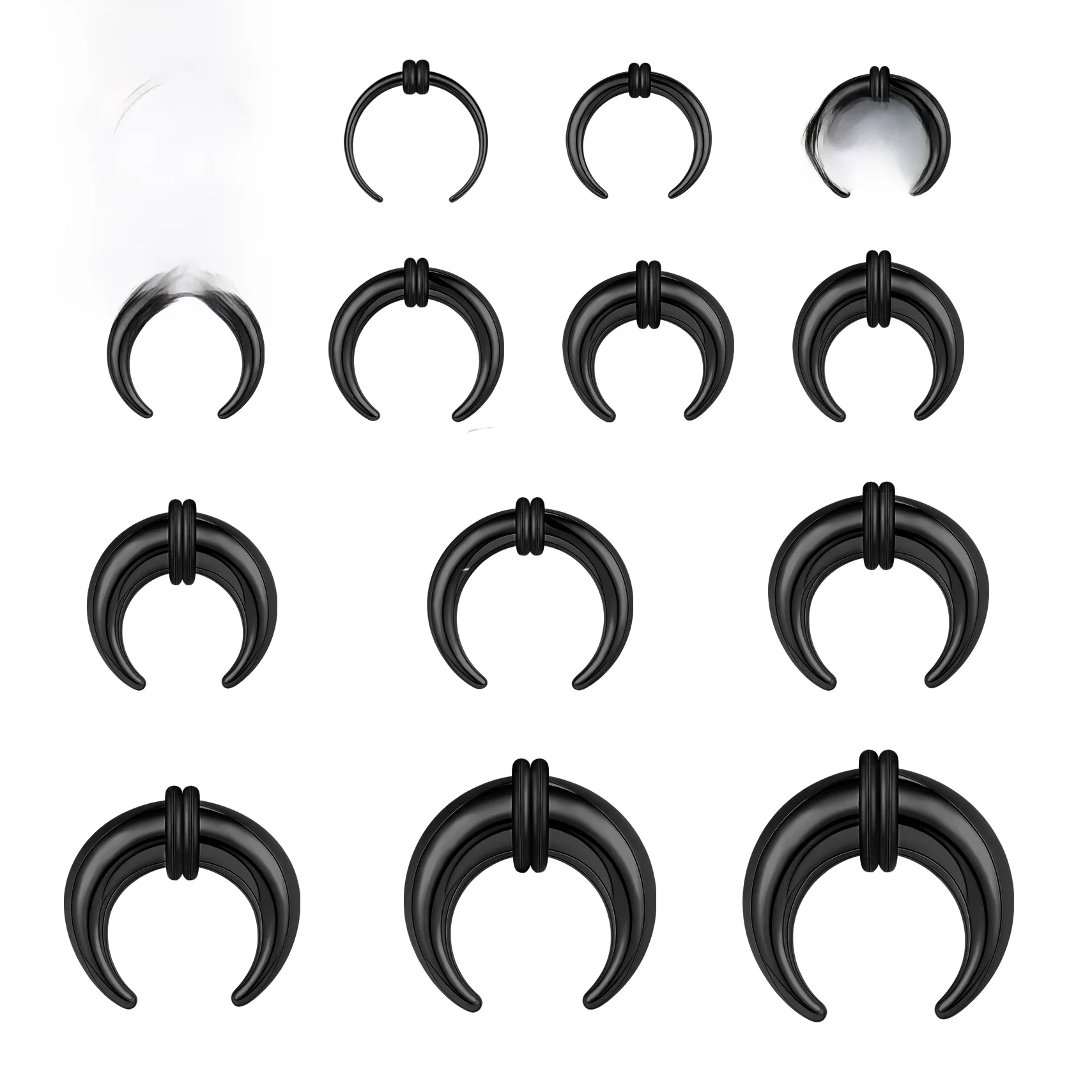 ZS 1PC 2G/4G/6G Buffalo Horn Piercing nosa ze stali nierdzewnej Pincher Septum Ring Nosze Expander 8/10/11/12/15/16/18/22/25mm — zdjęcie 2