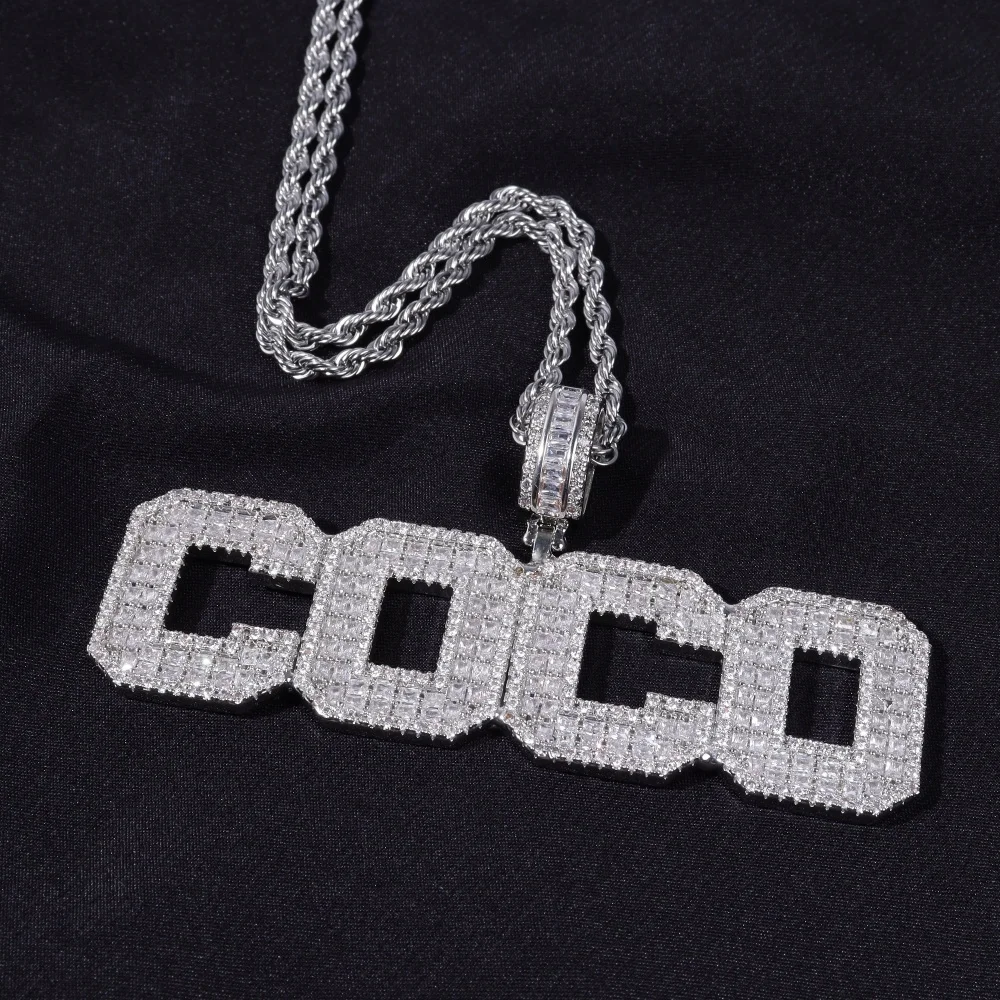 Custom Sold Back Letters & Numbers Pendant For Men Women Personalized Icy Name Necklace Chain Hip Hop Jewelry Gifts Accessories