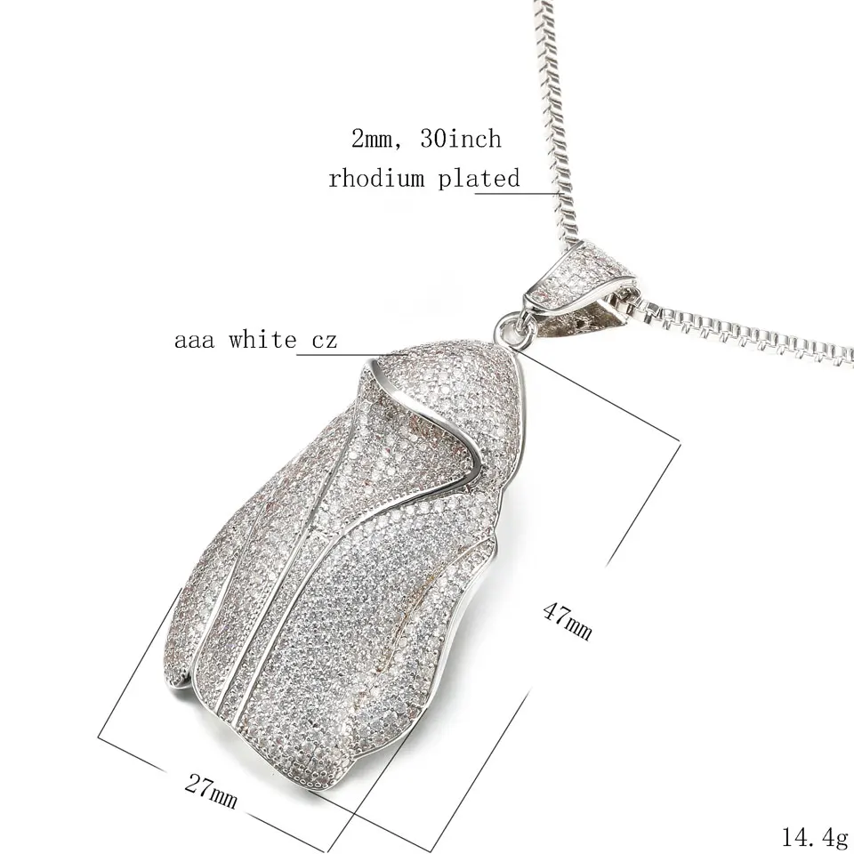 VANAXIN Fashion Hoodie Pendant Paved AAA Bling Bling CZ Silver/Gold Color Jewelry Punk Cloth Hip Hop Hoody Luxury Men Necklaces