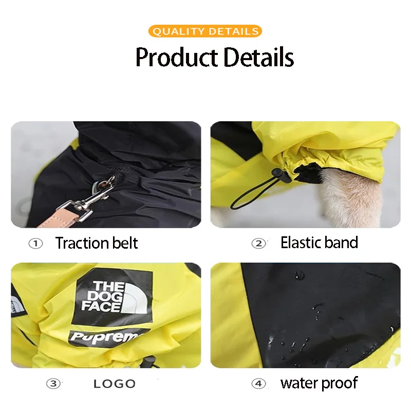 Reflective Dog Clothes Hoodie Waterproof Pet Jacket Autumn and Winter Windproof Medium and Large Dog Puppy Coat The Dog Face