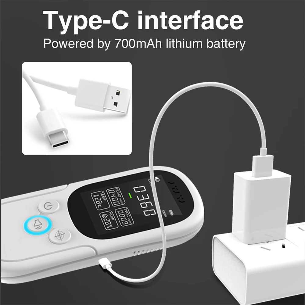 NOYAFA-Detector de calidad del aire multifuncional portátil JMS 12C 5 en 1, Monitor HCHO Co2 Tvoc, pantalla Lcd, probador de temperatura para el hogar