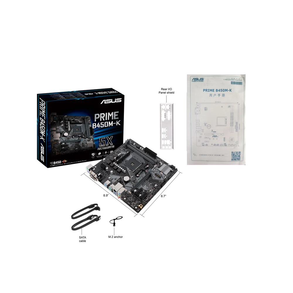 NEW ASUS B450 Motherboard PRIME B450M-K Supports Ryzen 7 1700 3700x Ryzen 5 2600 2600x 3500x 3600 5500 5600 5600G 4600G 2400G