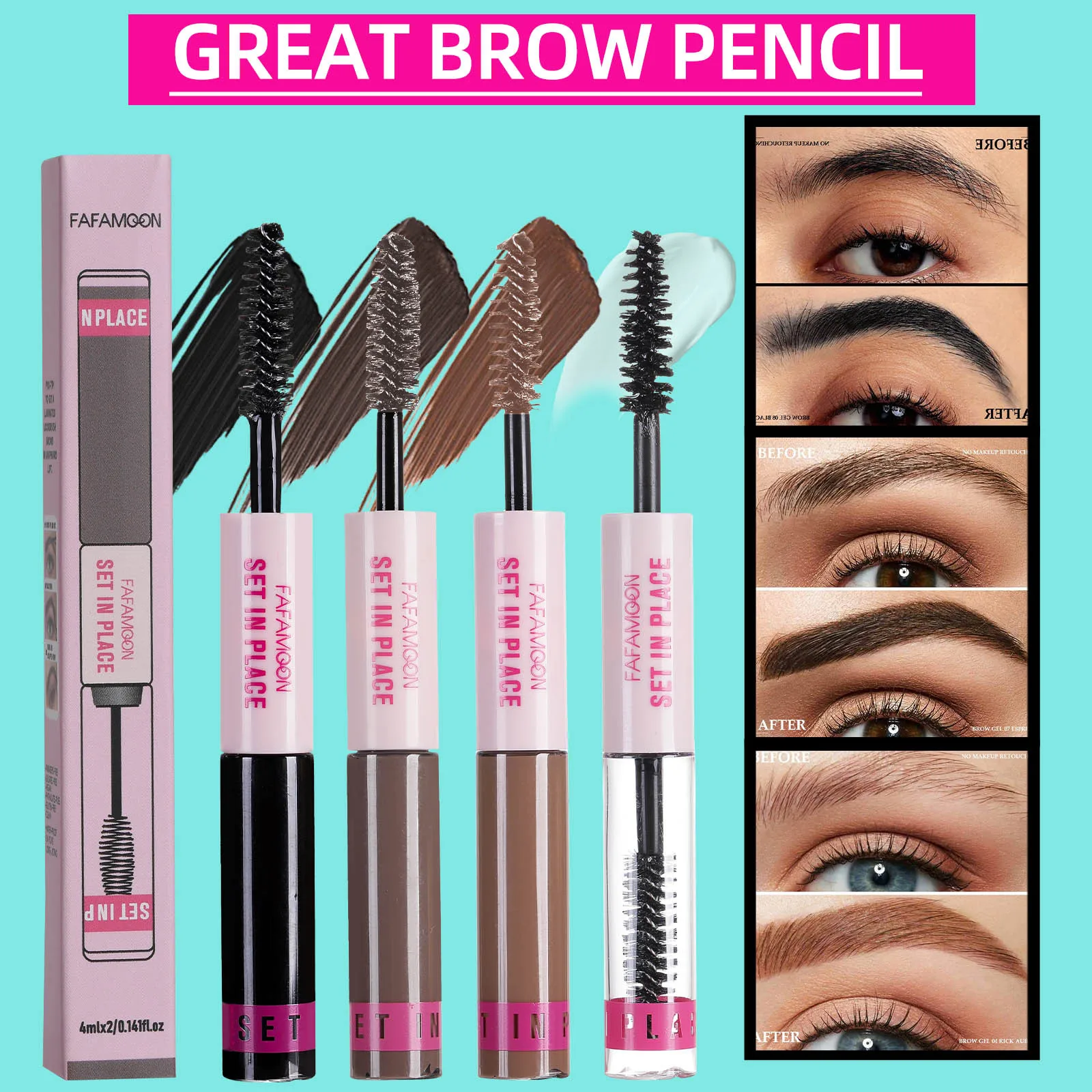 FAFAMOON 3 colores estilo crema para cejas líquido crema para peinar cejas Gel transparente de larga duración crema para cejas de secado rápido