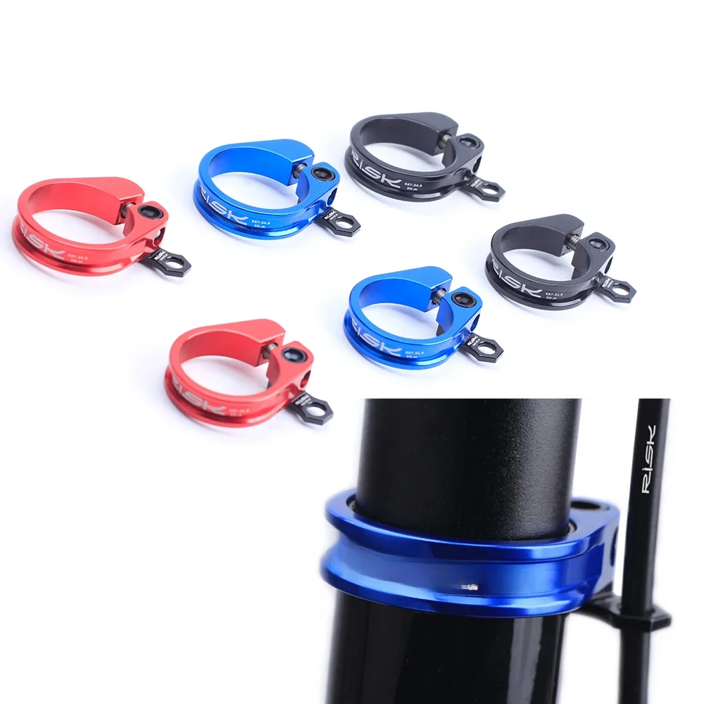 AliExpress RISK New 31.8/34.9mm Aluminium Bike Seatpost Clamp Ultralight MTB Mountain Road Bicycle Seat Post Clamp With Cable Organizer