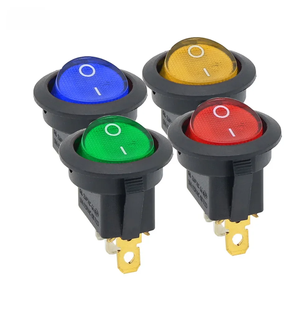 4szt 12V/220V Przełącznik LED 16A 12V Przełącznik światła Przełącznik zasilania Przycisk samochodowy Włączanie/wyłączanie 3-pinowy okrągły przełącznik kołyskowy KCD1 — zdjęcie 2