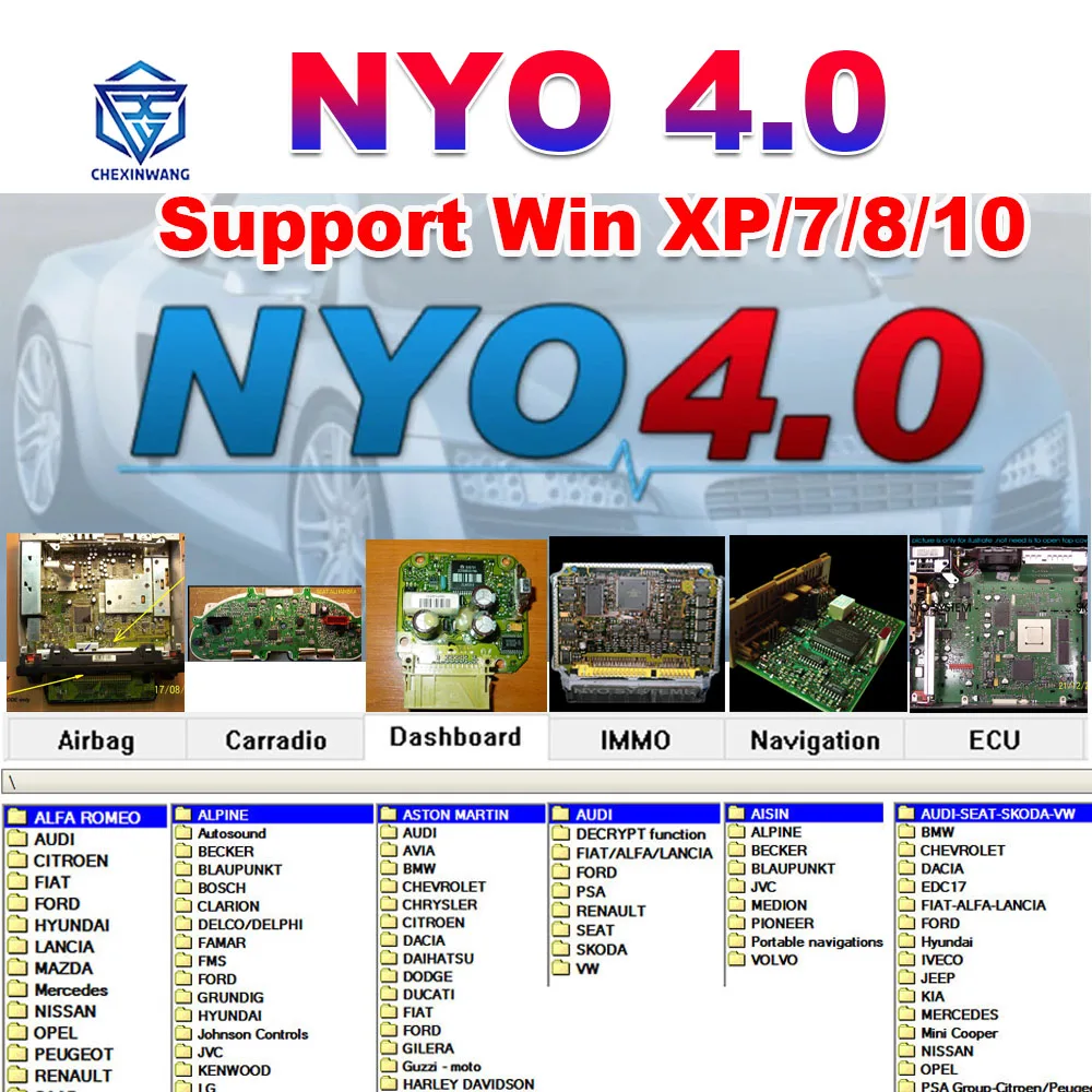 2017 NYO4.0 Full Database Auto Repair Software for Airbag Car Radio Dashboard IMMO Navigation NYO 4 Support Win7/8/10