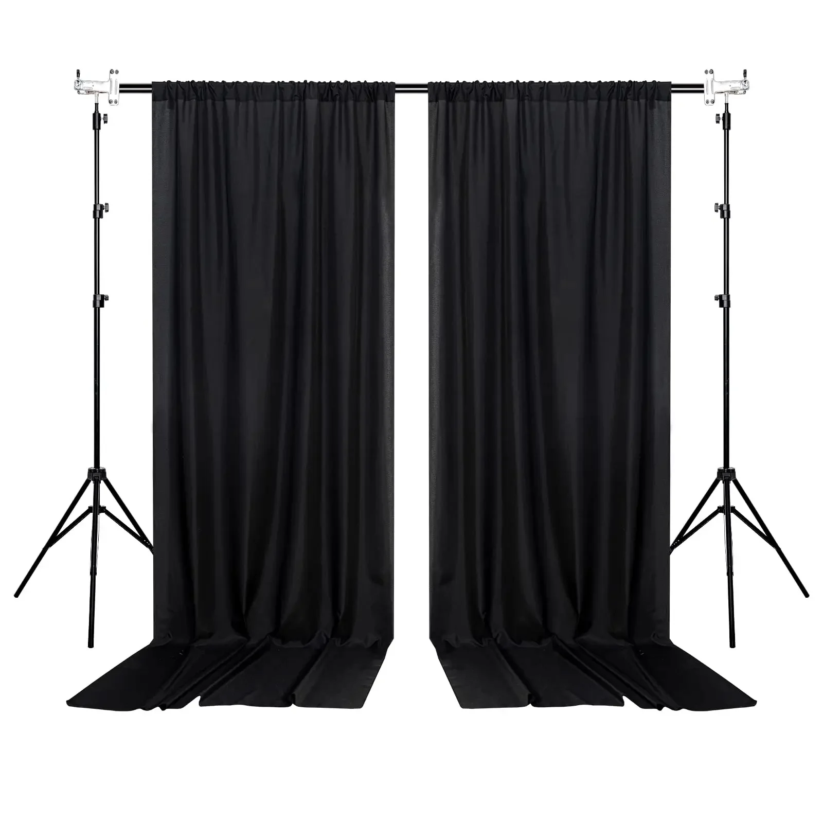 Partijachtergrond zwarte gordijnen, staafstof gordijnen, stoffen achtergrondgordijnen, 5 x 7/8/10 voet, 1/2 panelen - afbeelding 2