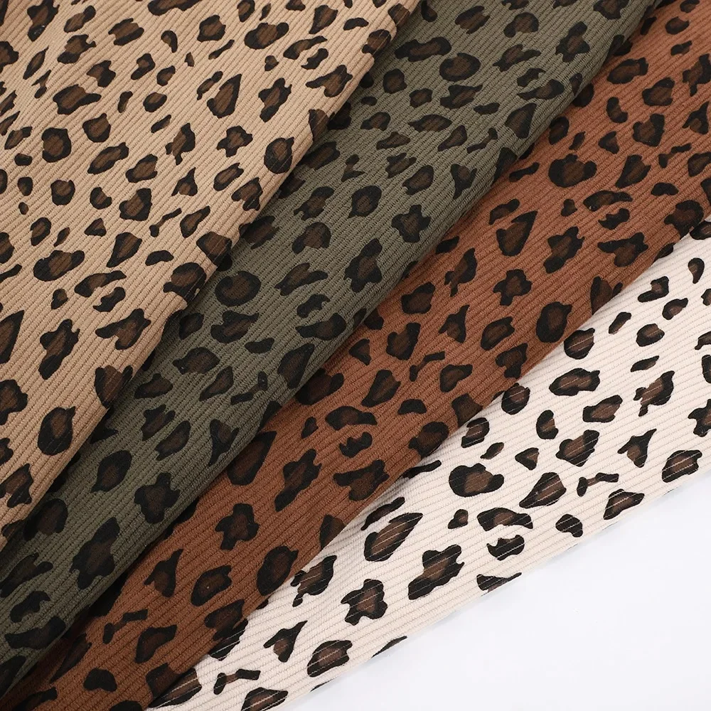 Tissu en velours côtelé imprimé léopard 100x150CM, petite fleur, tissu imprimé en Polyester, mode femmes, vêtements de bricolage, couture faite à la main, quilting