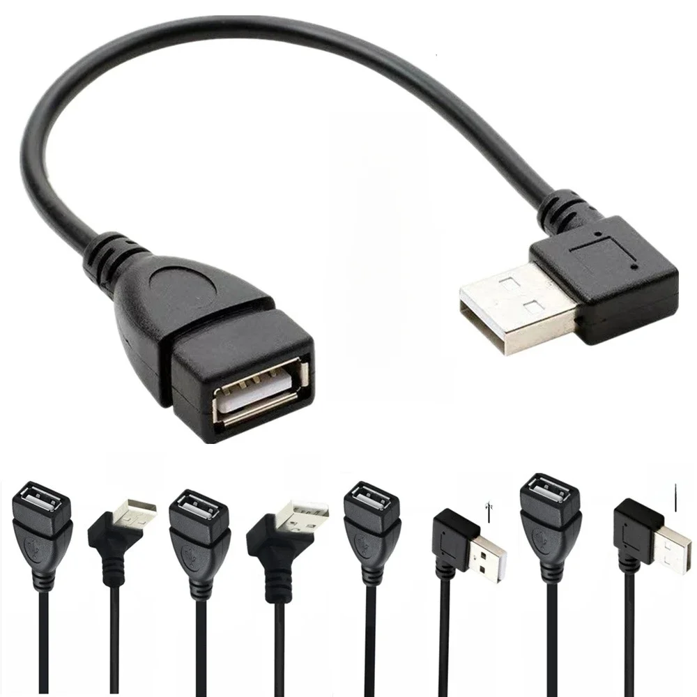 3m 1.5m 10cm 20cm USB A mâle à femelle 90 câble adaptateur d'extension coudé USB mâle à femelle droite/gauche/bas/haut câble noir