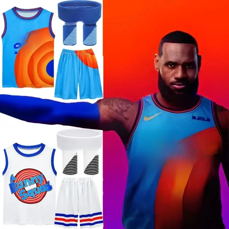 2024 Kids Tune Squad Space Jam 2-basketbalshirtset - Cosplaykostuum Vest Shorts Sportuniform trainingspak voor jongens en meisjes - afbeelding 2