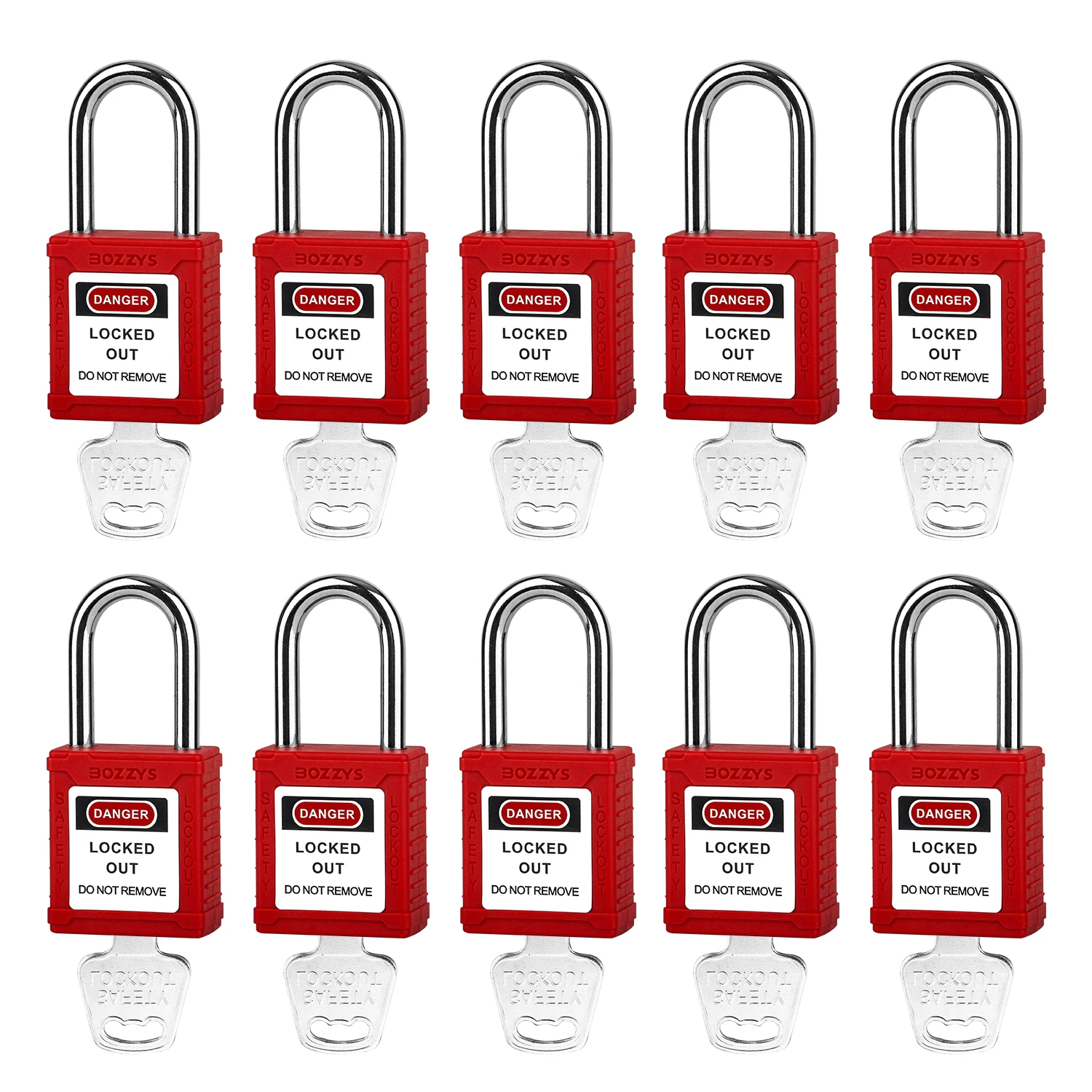 

10PCS Lockout Safety Padlock with the same Key,Steel Shackle,1 Key per Loto Locks