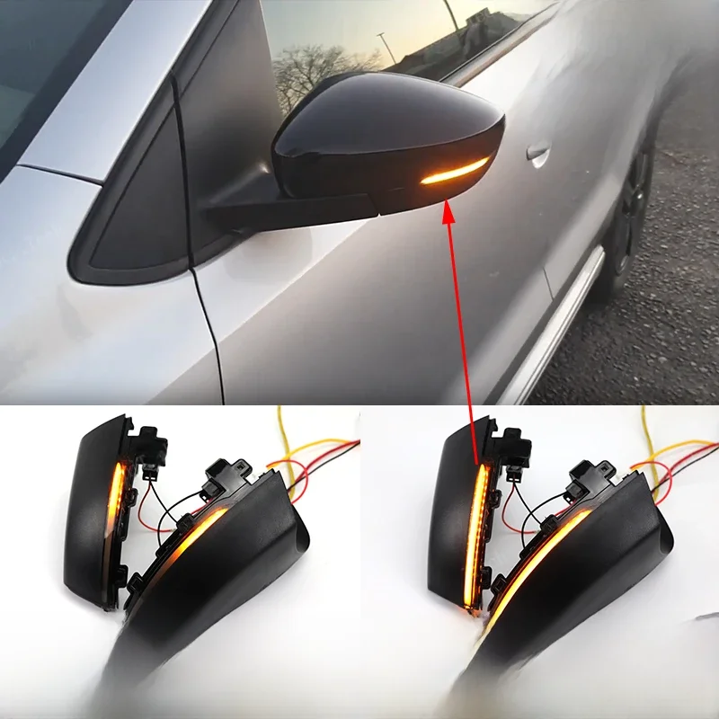Dynamiczne lusterko boczne LED wskaźnik kierunkowskazów migacz lampy sekwencyjne dla VW Volkswagen Polo MK5 6R 6C 2009-2017 — zdjęcie 2