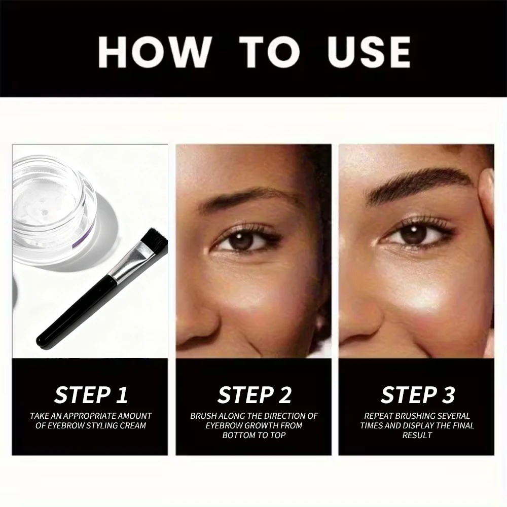 Waterproof Brow Pomade Gel Set with Brush, Long-Lasting Natural Tint & Shaping, Easy Apply, Multi-Look Makeup for Xmas & Winter