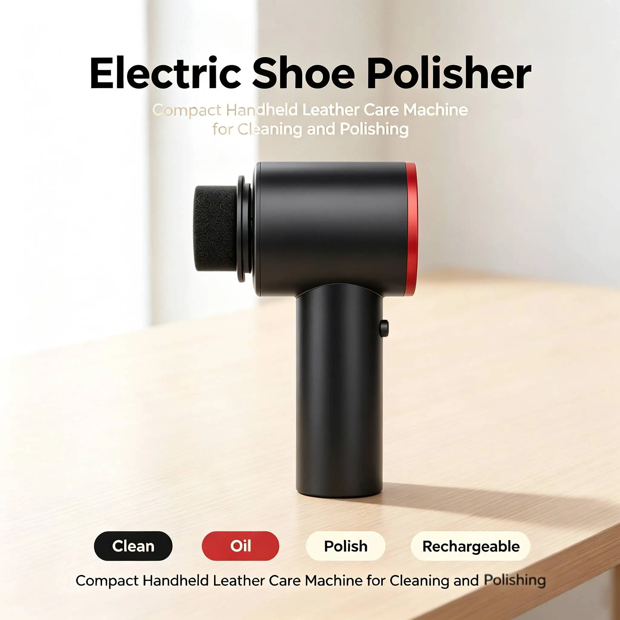 Electric Shoe Polisher Handheld with Replacement Brush Sponge Brush for Sofa Handheld Cleaner Leather Shoes Boot Shoe Polisher
