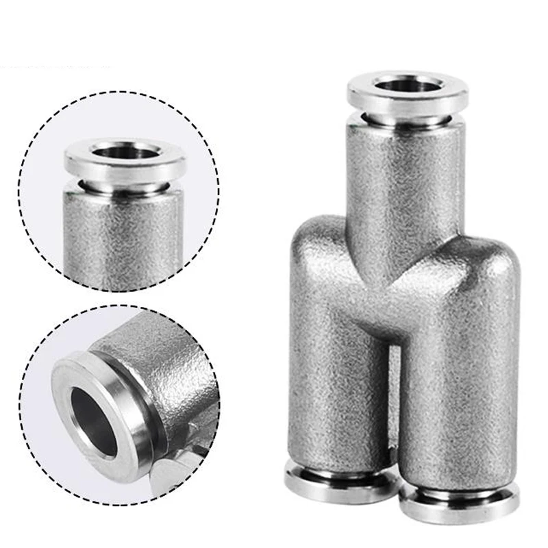 

304 Stainless Steel Pneumatic Connector Pipe Fittins Quick Push For Air Gas Water Connecting PW Jointor OD 4 6 8 10 12mm Y Shape