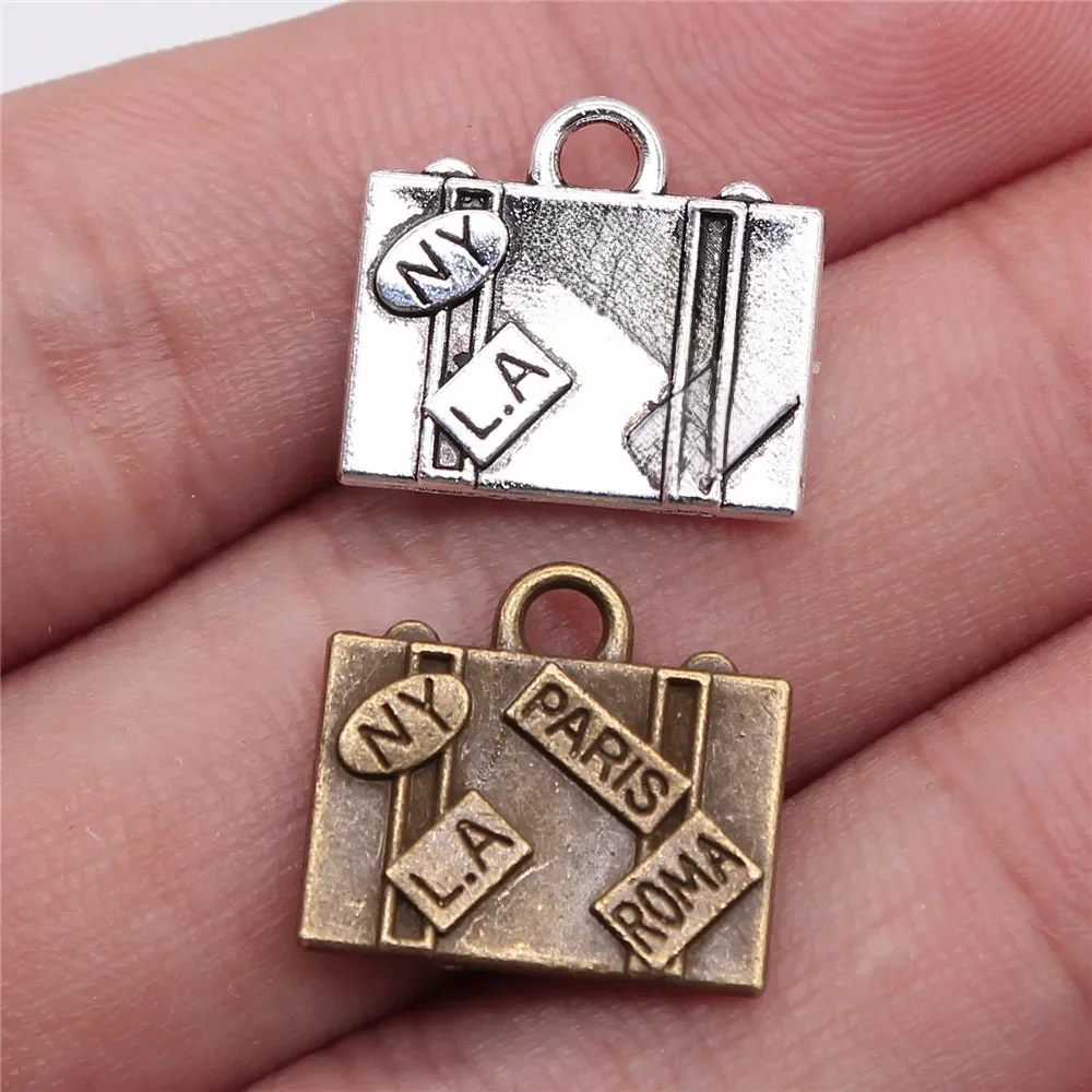 WYSIWYG 5 sztuk 15x16mm Charms torby podróżne nowy jork paryż romów LA 2 kolory zawieszki dokonywanie ręcznie robiona biżuteria DIY — zdjęcie 2