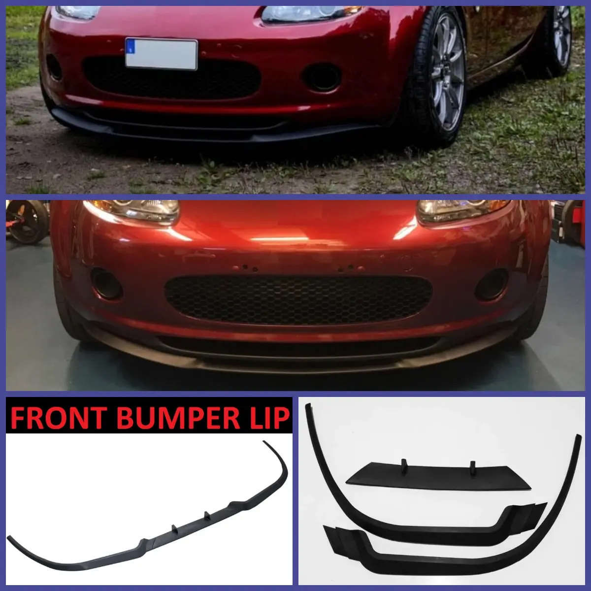 For Mazda Miata MX5 NC CUPRA R FRONT SPOILER BUMPER LIP Euro Spoiler Lip Universal 3 pcs Body Kit Splitter Car Accessories Style