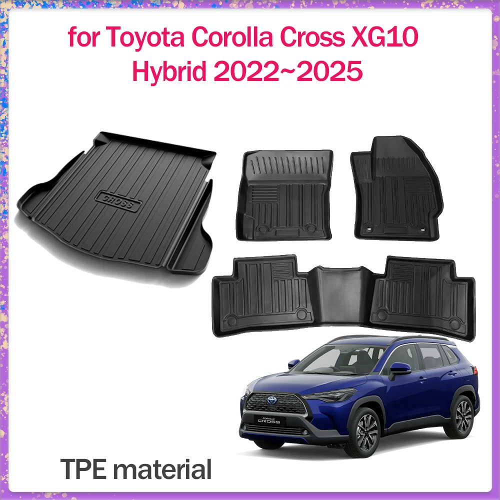 

Floor Mat for Toyota Corolla Cross XG10 Hybrid 2022~2025 TPE Foot Interior Liner Waterproof Trunk Pad Carpet Custom Accessories